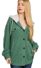Load image into Gallery viewer, Brushed Rib Hooded Button Down Shacket
