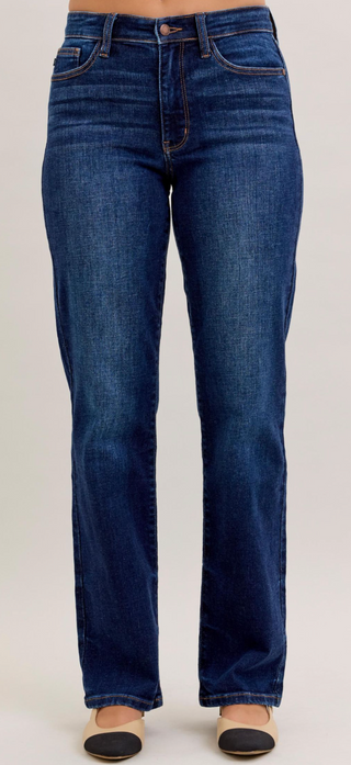 Judy Blue Mid Rise Straight Leg Dark Wash Jeans | Classic Stretch Denim