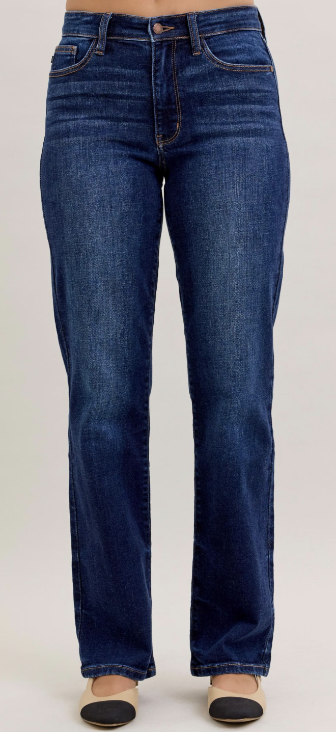 Judy Blue Mid Rise Straight Dark Wash Jean