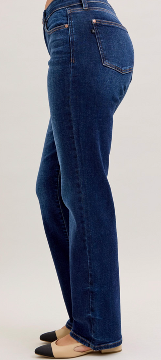 Judy Blue Mid Rise Straight Leg Dark Wash Jeans | Classic Stretch Denim