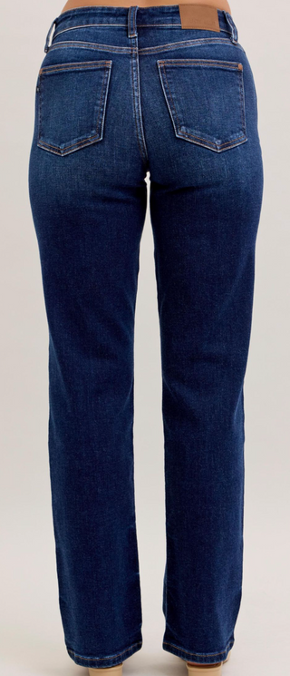 Judy Blue Mid Rise Straight Leg Dark Wash Jeans | Classic Stretch Denim