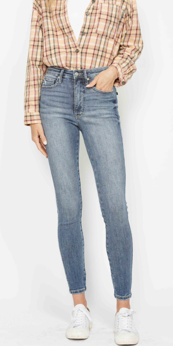 Judy Blue High Waist Tummy Control Contrast Wash Skinny