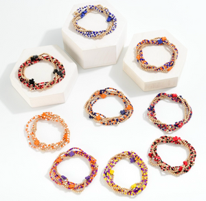 Set Of Five Game Day Beaded Stretch Bracelets