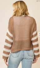 Load image into Gallery viewer, Cozy Co Stripe Sleeve Pullover Sweater – Light Knit
