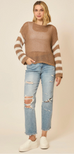 Load image into Gallery viewer, Cozy Co Stripe Sleeve Pullover Sweater – Light Knit
