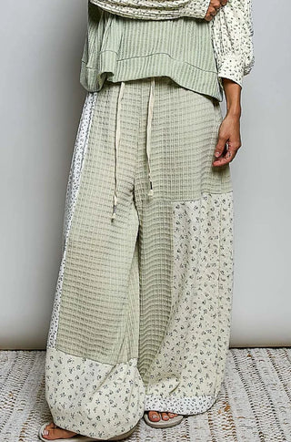 Pol - Boho Patchwork Knit Wide Leg Pants