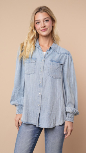WHITE BIRCH Long Sleeve Knit Button Down