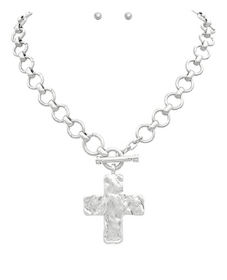 Chunky Cross & Chain Toggle Necklace Set