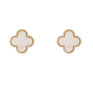 Colored Shell Clover Stud Earrings