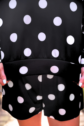 Luna Luxe Pullover Set- After Dark Polka Dot