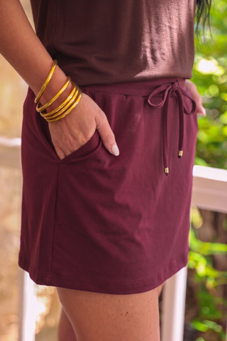 PREORDER- Solid Burgundy Skort