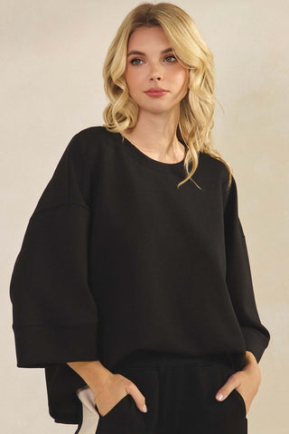 Yelete Relaxed UltraComfy Top – Oversized Black Lounge Tee