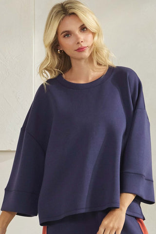 Yelete Relaxed UltraComfy Top – Oversized Navy Lounge Tee