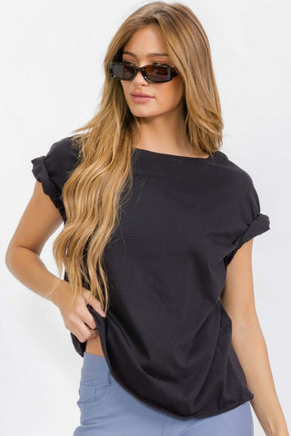 YELETE OVERSIZE ROUND NECK COTTON SOFT T-SHIRT - Black