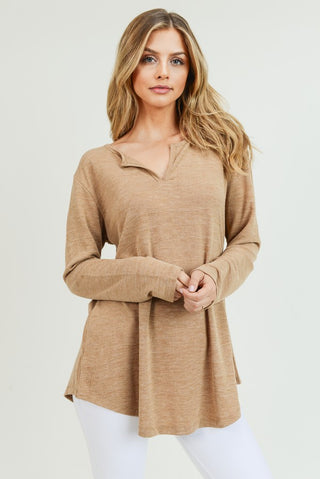 Yelete Long Sleeve V neck Sweater Top