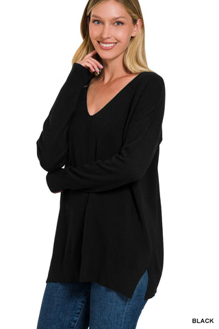 Zenana Cashmere Feel V-neck Sweater