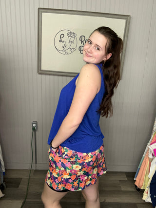 Dear Scarlett Floral Skirt- Navy Multi