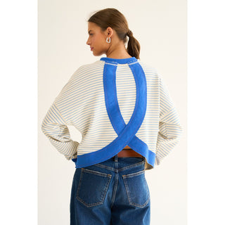 The Greii Striped Sweatshirt with Cross Back Detail