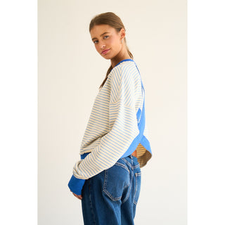 The Greii Striped Sweatshirt with Cross Back Detail