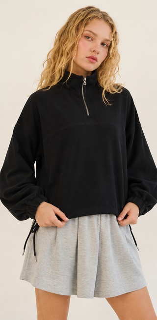 Greii - Premium Terry Half-Zip Pullover - Black