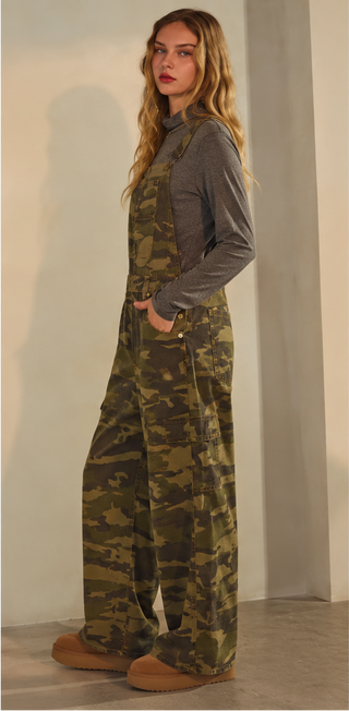Oddi - Camo Denim Barrel Overall Jumpsuit