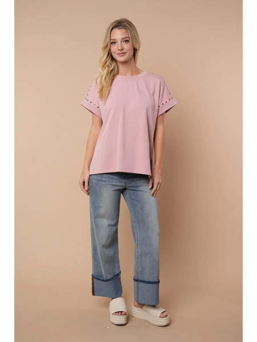 White Birch Short Sleeve Solid Knit Top