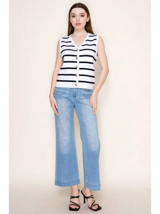 White Birch Sleeveless Striped Knit Top