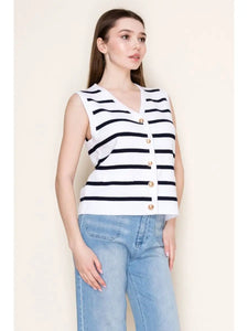 White Birch Sleeveless Striped Knit Top