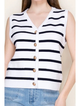White Birch Sleeveless Striped Knit Top