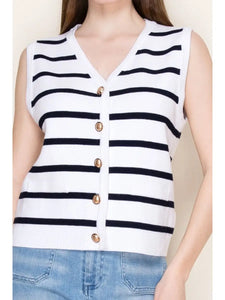 White Birch Sleeveless Striped Knit Top
