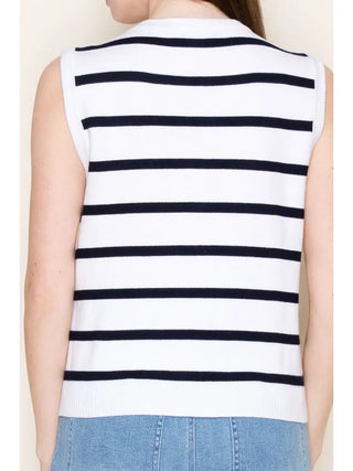 White Birch Sleeveless Striped Knit Top