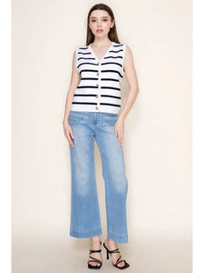 White Birch Sleeveless Striped Knit Top