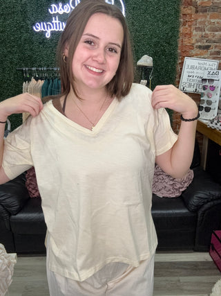 Pol Relaxed Boxy Short Sleeve Tee Cream