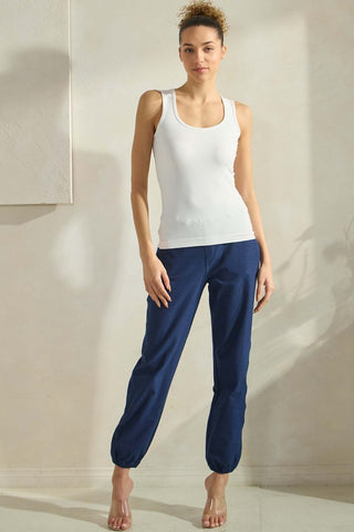 Yelete Effortless Chic High-Waist Jogger Pants - Denim Blue