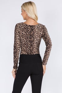 Yelete Long Sleeve Cheetah Print Bodysuit