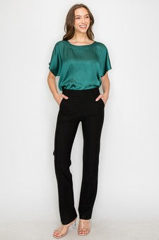 Yelete Straight-Leg Ponte Pants - Black