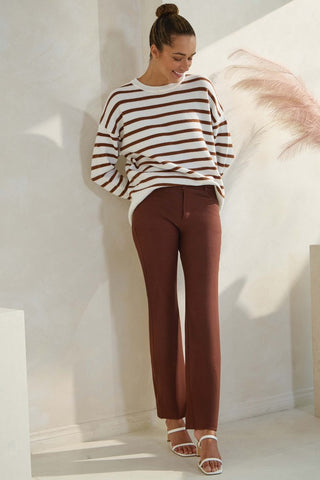 Yelete Classic Solid Straight Leg Jeggings - Coffee