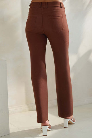 Yelete Classic Solid Straight Leg Jeggings - Coffee