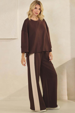 Yelete Relaxed UltraComfy Two Tone Wide-Leg Pants