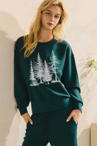 Yelete Frosted Pines UltraComfy Scuba Graphic Sweatshirt