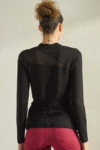 Load image into Gallery viewer, Yelete Mock Neck Mesh Panel Long Sleeve Top
