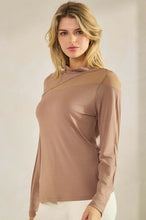 Load image into Gallery viewer, Yelete Mock Neck Mesh Panel Long Sleeve Top
