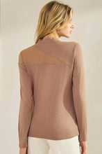 Load image into Gallery viewer, Yelete Mock Neck Mesh Panel Long Sleeve Top
