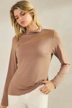 Load image into Gallery viewer, Yelete Mock Neck Mesh Panel Long Sleeve Top

