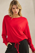 Load image into Gallery viewer, Yelete Peach Skin Long Sleeve Tie Hem Top

