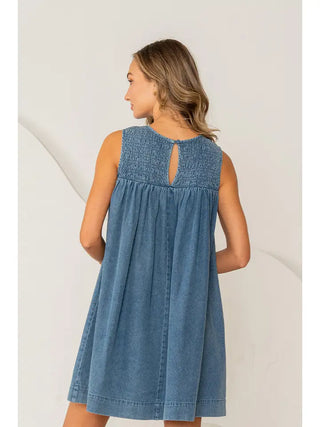 Sew in Love - Relaxed Fit Sleeveless Denim Mini Dress