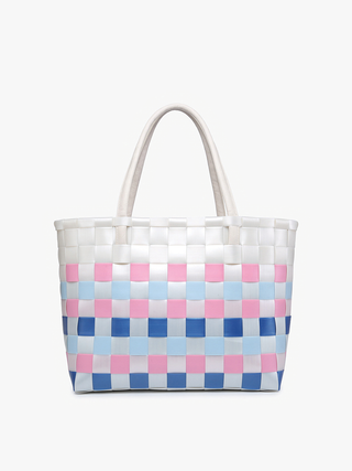 Jen & Co. - M2334 Abigail Basketweave Tote w/Vegan Leather Straps
