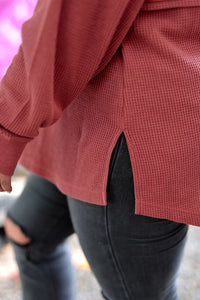Ready or Not Waffle Quarter Zip – Rust