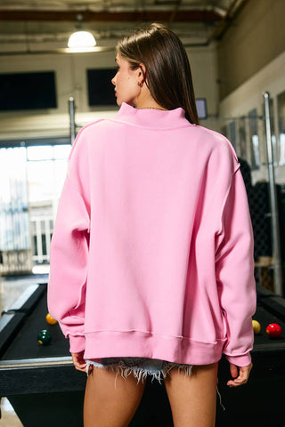 BUCKETLIST Embroidered "FAITH" Mock Neck Sweatshirt