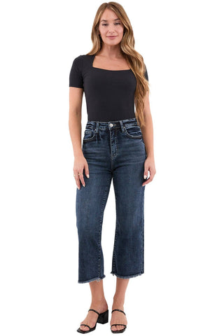 RFM - Chloe High Rise Wide Leg Cropped Frayed Jeans